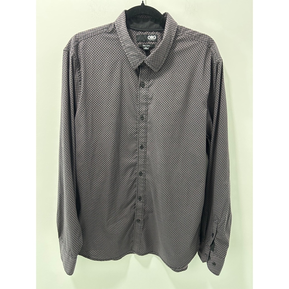 GBG Los Angeles Mens XL Easy Care Button Down Shirt Purple Black Z93H00